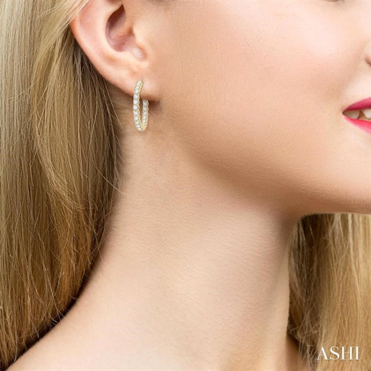 7.00 ctw Inside-Out Round Cut Diamond Hoop Earrings in 14K Yellow Gold