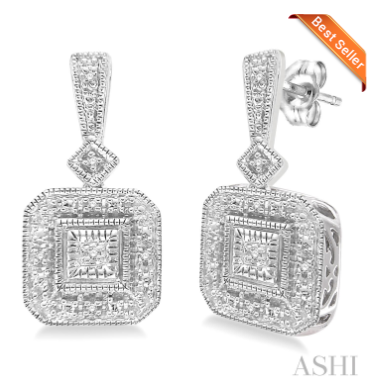 Ashi 1/20 Ctw Single Cut Diamond Vintage Earrings in Sterling Silver