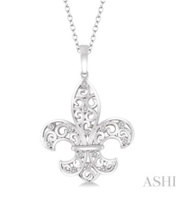 Ashi Silver Fleur De Lis Diamond Pendant