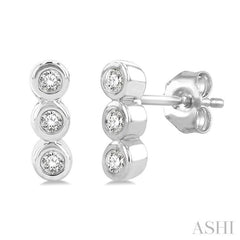 1/10 Ctw Petite Bezel Set Round Cut Diamond Fashion Stud Earrings in 10K White Gold