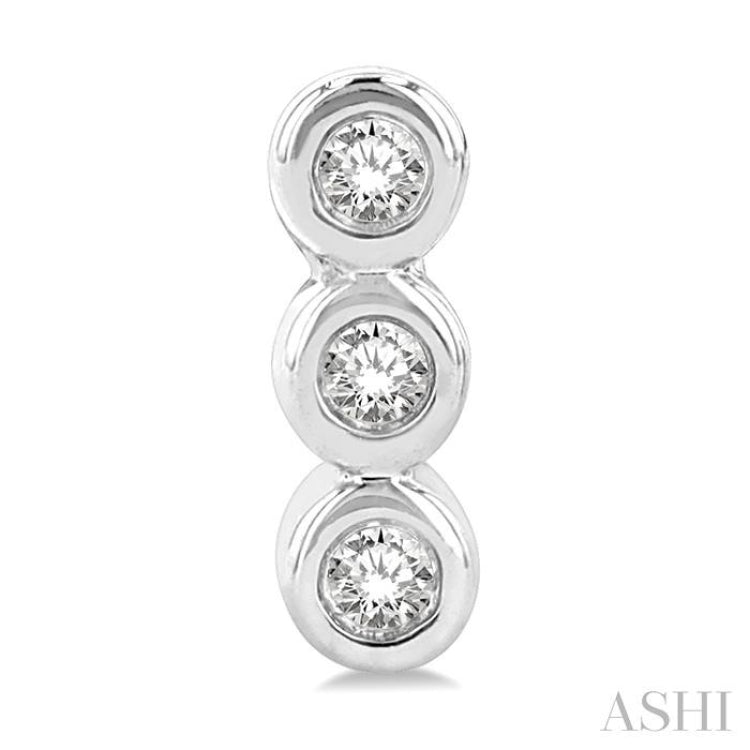 1/10 Ctw Petite Bezel Set Round Cut Diamond Fashion Stud Earrings in 10K White Gold