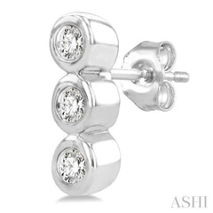 1/10 Ctw Petite Bezel Set Round Cut Diamond Fashion Stud Earrings in 10K White Gold