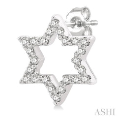 1/6 Ctw Petite Star of David Round Cut Diamond Fashion Stud Earrings in 10K White Gold