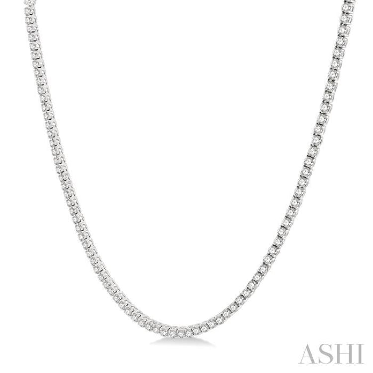 10.00 ctw Round Cut Diamond Tennis Necklace in 14K White Gold