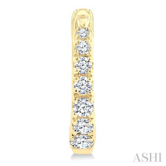 1/4 Ctw Graduated Round Cut Diamond Fashion Huggie Petites in 10K Yellow Gold