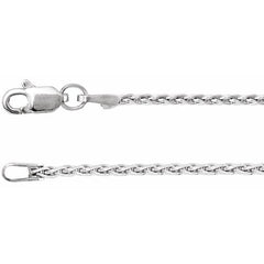 Rhodium-Plated Sterling Silver 1.5 mm Wheat 24" Chain