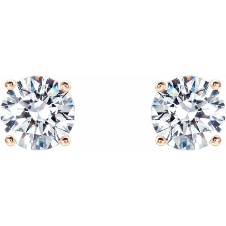 14K Rose 1/2 CTW Lab-Grown Diamond 4-Prong Stud Earrings