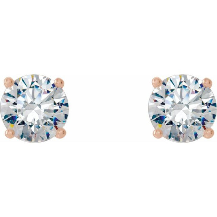 14K Rose Gold 2 CTW Lab-Grown Diamond 4-Prong Stud Earrings