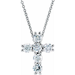 14K White 1/2 CTW Lab-Grown Diamond Cross 18" Necklace