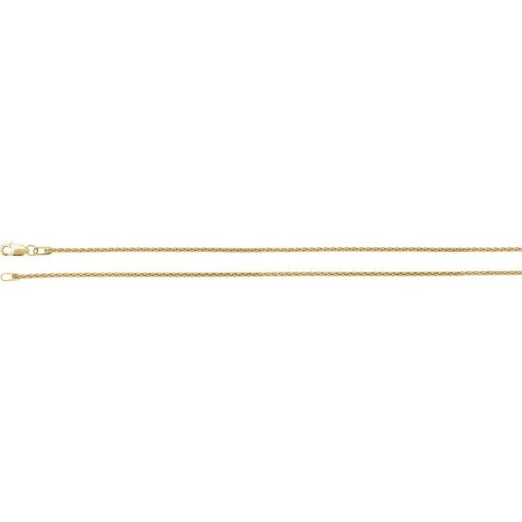 14K Yellow 1.25 mm Wheat 7" Chain