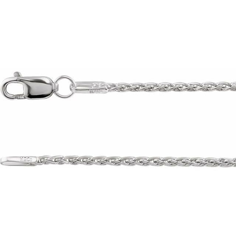 14K White 1.25 mm Wheat 18" Chain