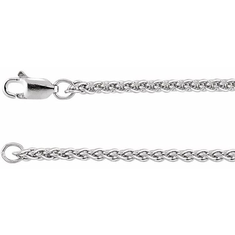 14K White 2.4 mm Wheat 20" Chain
