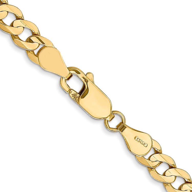 14K 22 inch 4.5mm Open Concave Curb with Lobster Clasp Chain