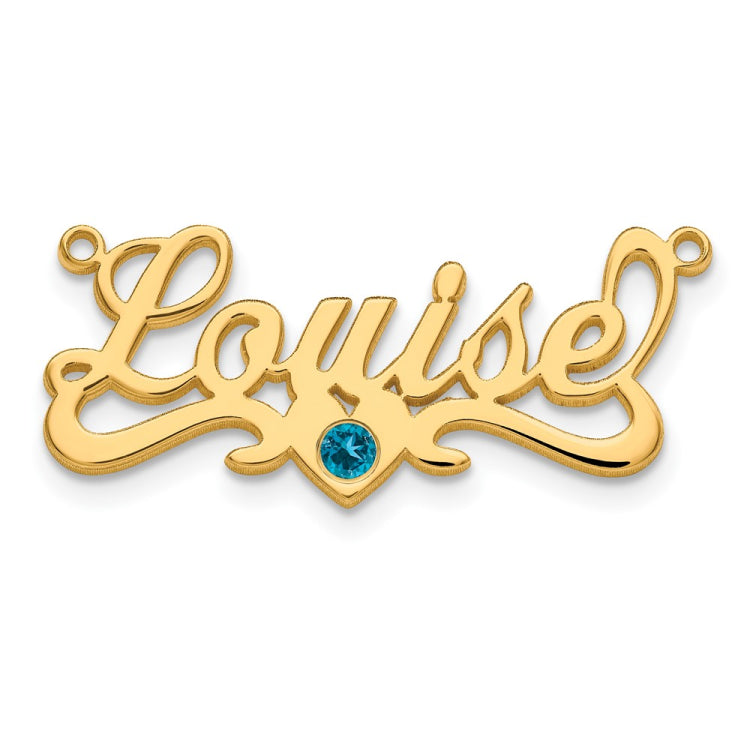 14k Yellow Gold with 14k Bezel Birthstone Heart Name Plate