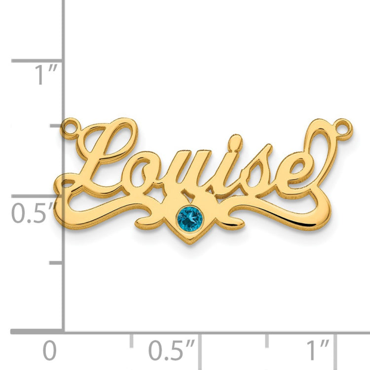 14k Yellow Gold with 14k Bezel Birthstone Heart Name Plate