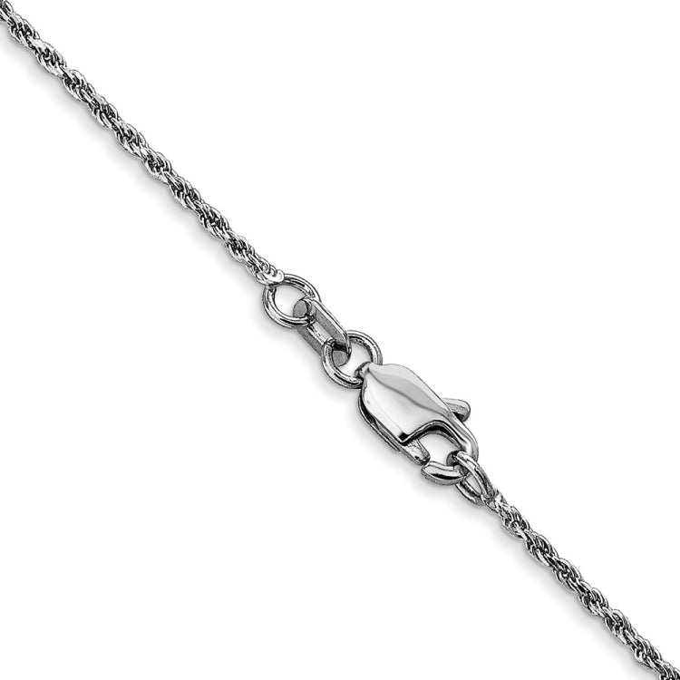 14K White Gold 16 inch 1.15mm Diamond-cut Machine Made Rope with Lobster Clasp Chain Chain