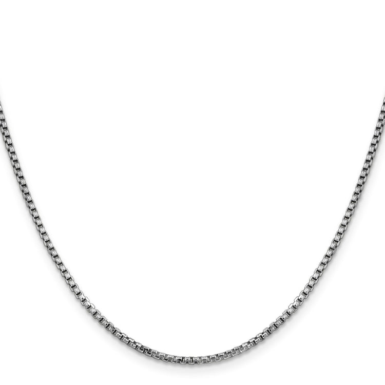 14K White Gold 24 inch 1.75mm Semi-Solid Round Box with Lobster Clasp Chain