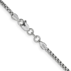 14K White Gold 24 inch 1.75mm Semi-Solid Round Box with Lobster Clasp Chain