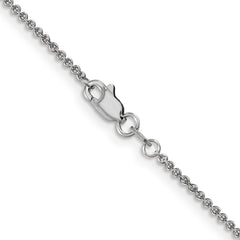 14K White Gold 24 inch 1.4mm Round Open Link Cable with Lobster Clasp Chain