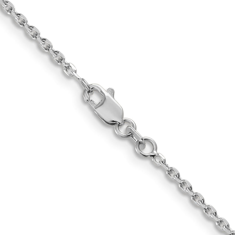 14K White Gold 18 inch 1.65mm Diamond-cut Cable with Lobster Clasp Chain