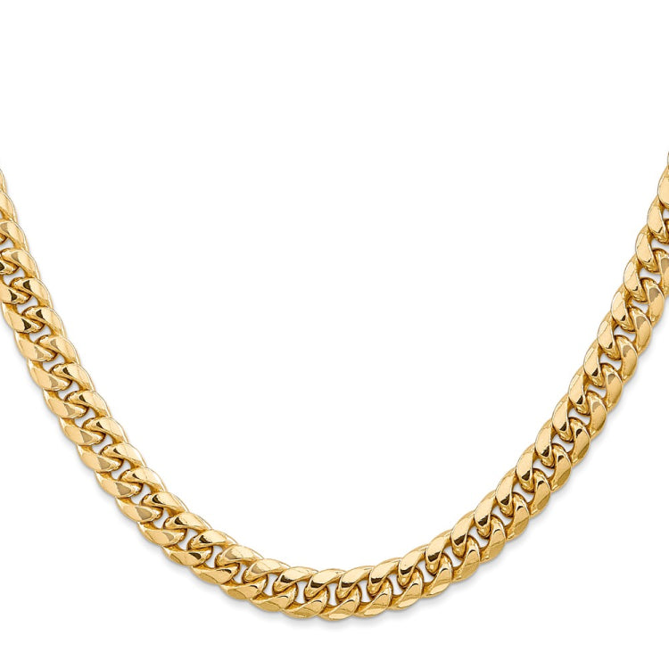 14K 20 inch 6.75mm Semi-Solid Miami Cuban with Lobster Clasp Chain