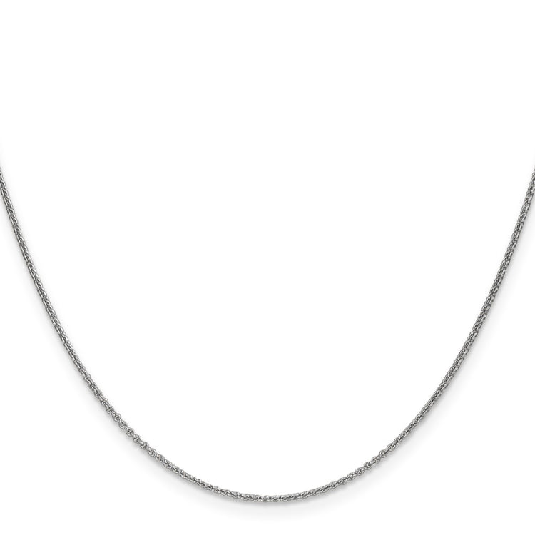 14K White Gold 24 inch 1mm Round Open Link Cable with Lobster Clasp Chain