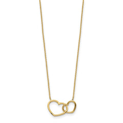 14K Polished Double Heart Necklace