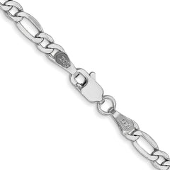 14K White Gold 18 inch 3.5mm Semi-Solid Figaro with Lobster Clasp Chain