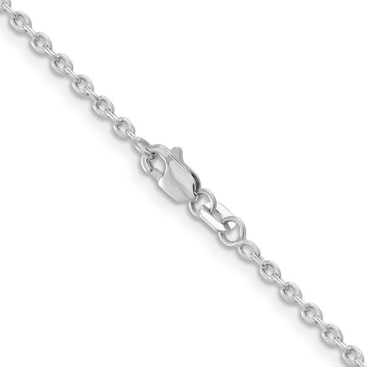 14K White Gold 20 inch 2mm Round Open Link Cable with Lobster Clasp Chain