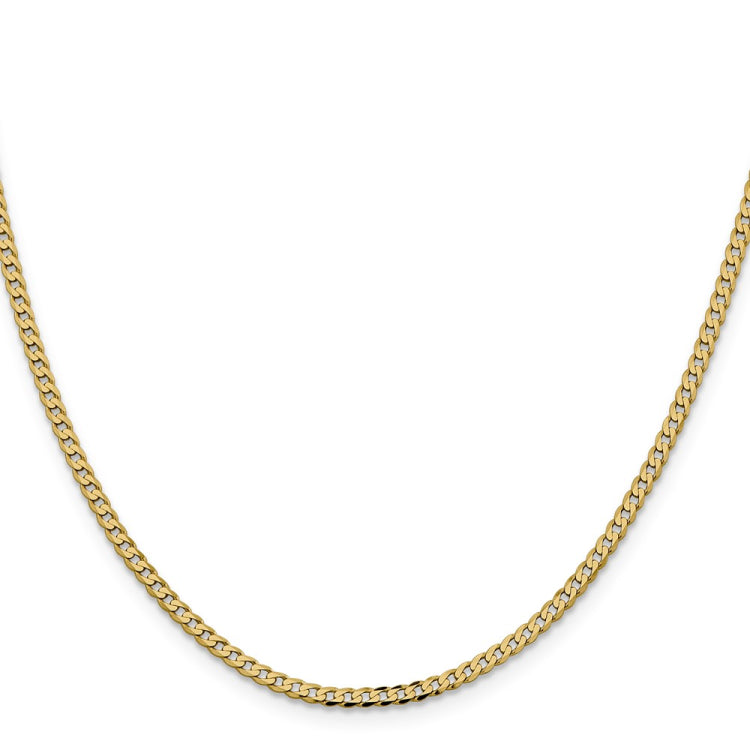 14K 18 inch 2.3mm Flat Beveled Curb with Lobster Clasp Chain