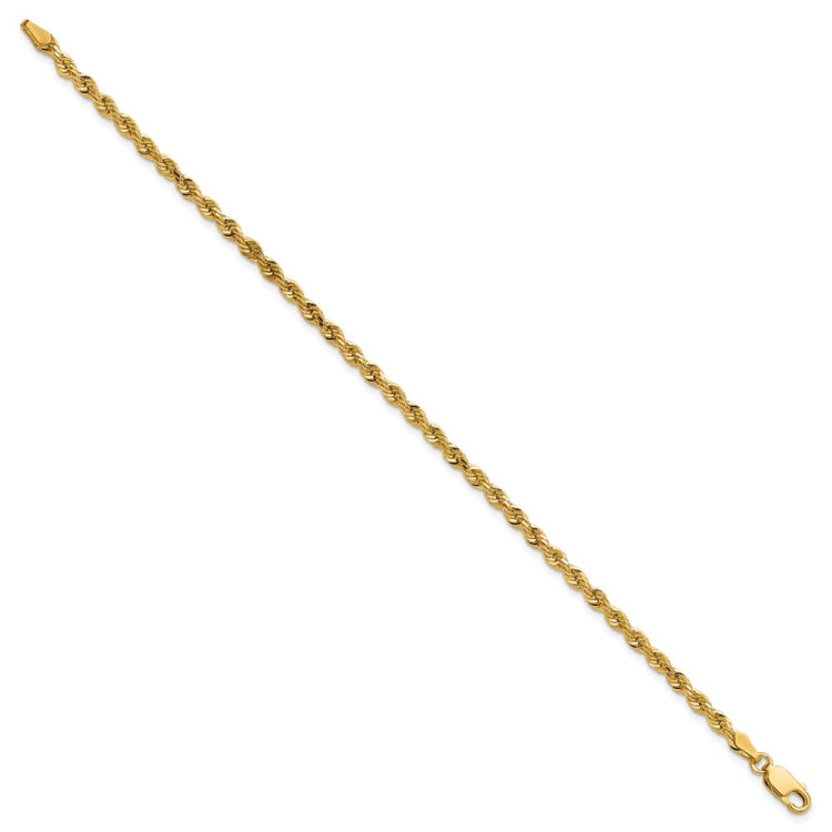 14K 8 inch 3mm Diamond-cut Rope with Lobster Clasp Chain