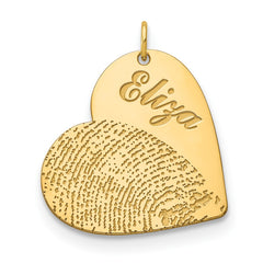 10KY Name and Fingerprint Heart Charm