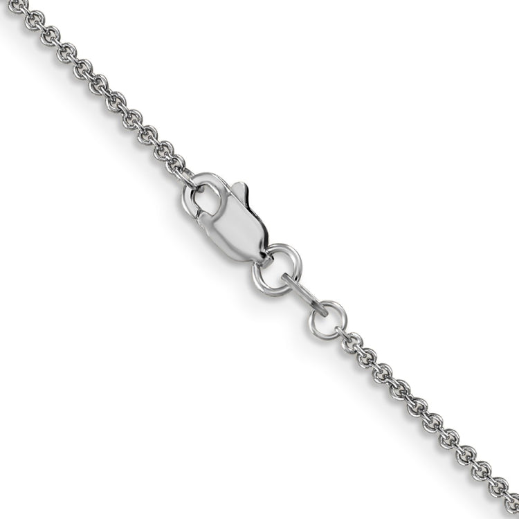 14K White Gold 20 inch 1.4mm Round Open Link Cable with Lobster Clasp Chain