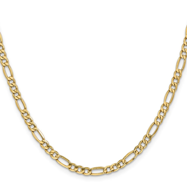 14K 24 inch 4.2mm Semi-Solid Figaro with Lobster Clasp Chain