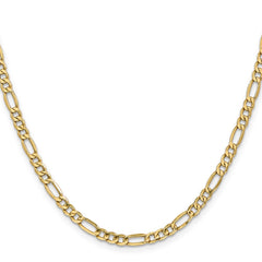 14K 24 inch 4.2mm Semi-Solid Figaro with Lobster Clasp Chain