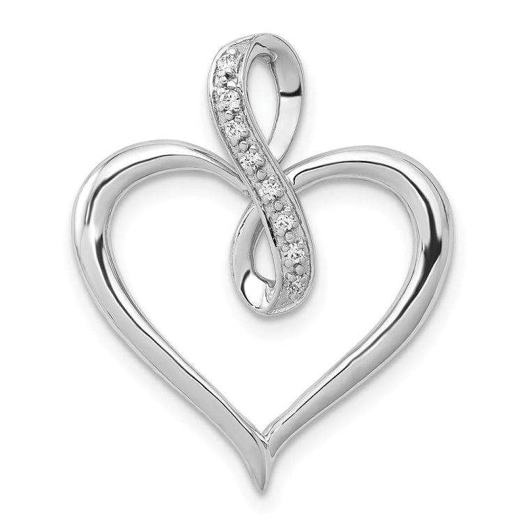 14k White Gold 1/20ct. Diamond Heart and Infinity Pendant