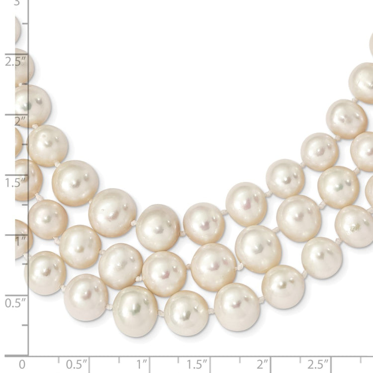 14k 5-9mm White Semi-Round Freshwater Cultured Pearl Multi-strand 19 inch Necklace