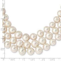 14k 5-9mm White Semi-Round Freshwater Cultured Pearl Multi-strand 19 inch Necklace