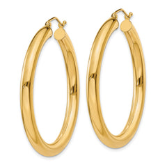 14K Polished 4mm Tube Hoop Earrings