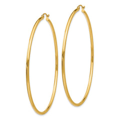 14k Polished 2x65mm Tube Hoop Earrings