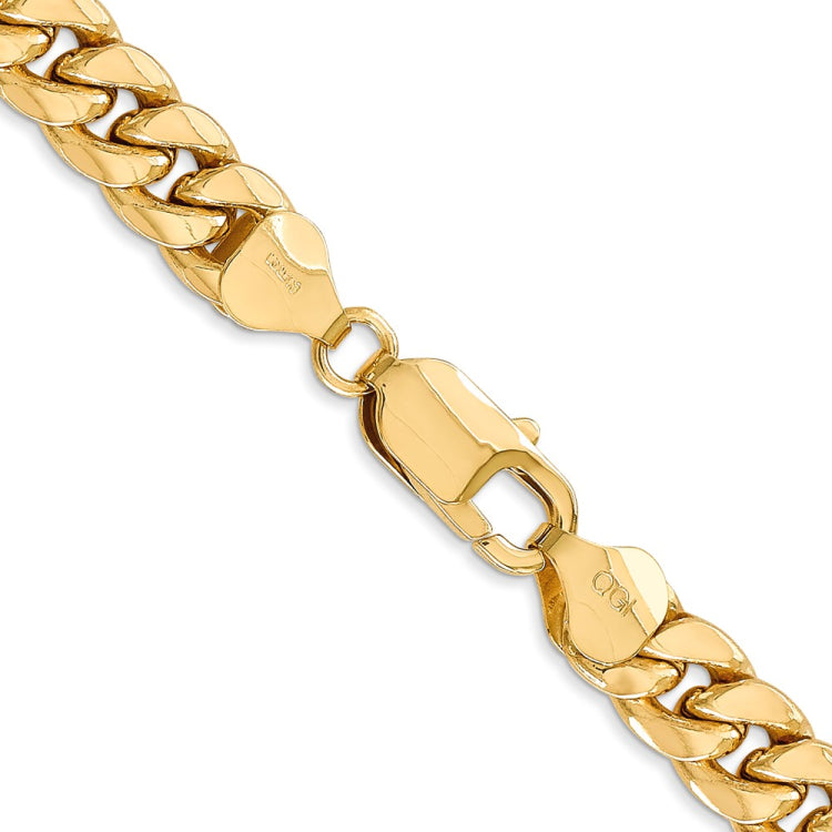 14K 24 inch 7.3mm Semi-Solid Miami Cuban with Lobster Clasp Chain