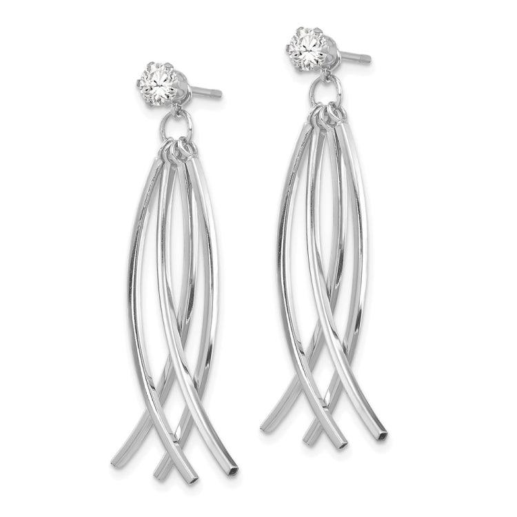 14k White Gold Curved Dangles with CZ Stud Earring Jackets