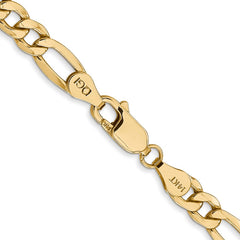 14K 24 inch 5.75mm Semi-Solid Figaro with Lobster Clasp Chain