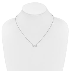 14k White Gold Polished Diamond Infinity Symbol 18 inch Necklace