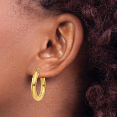 14k Polished 4mm Tube Hoop Earrings