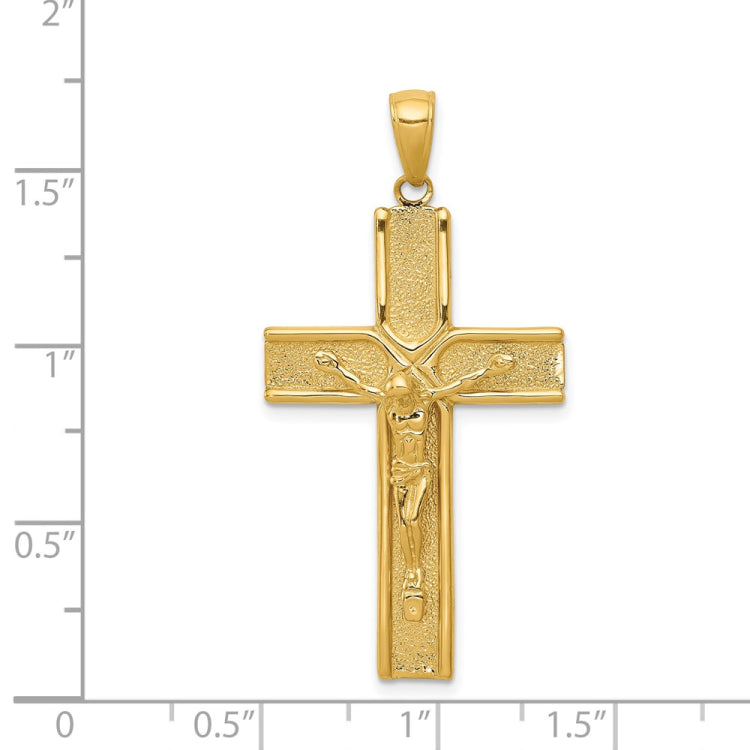 14k Satin Finish Crucifix Pendant