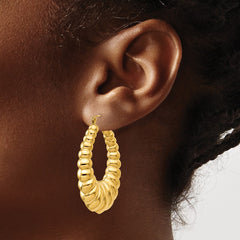 14k Polished Scalloped Hoop Earrings