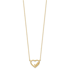 14K Polished Open Heart LOVE 17IN Plus .5 IN Ext. Necklace