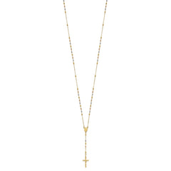 14K Tri-color Polished Faceted Beads Rosary Necklace