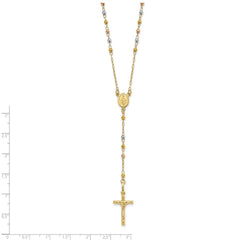 14K Tri-color Polished Faceted Beads Rosary Necklace